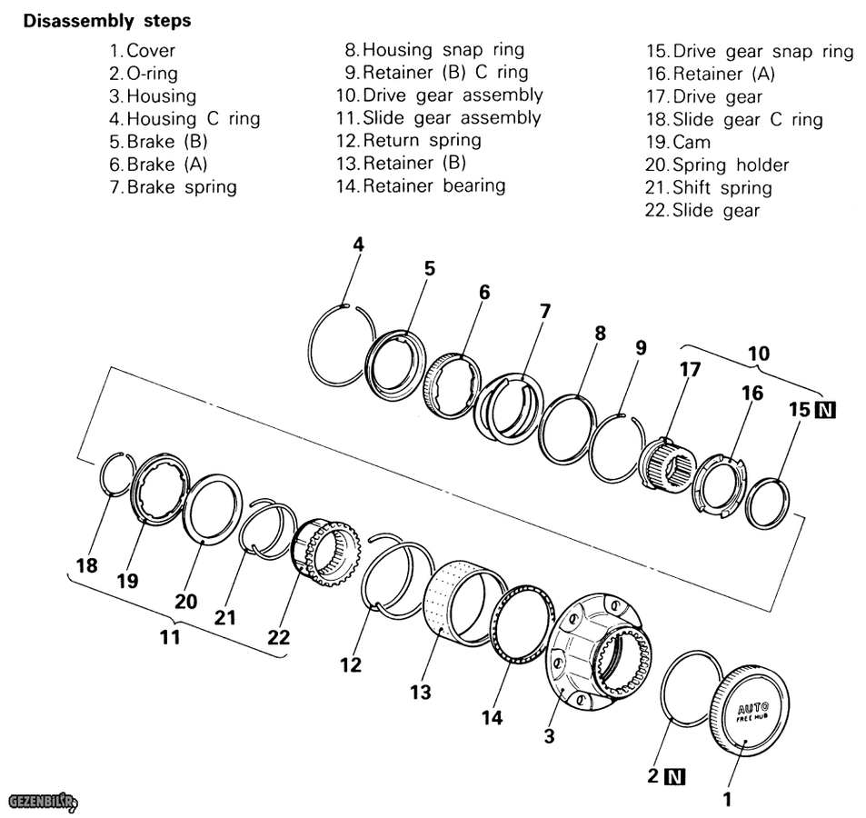 Free wheel hub paralar