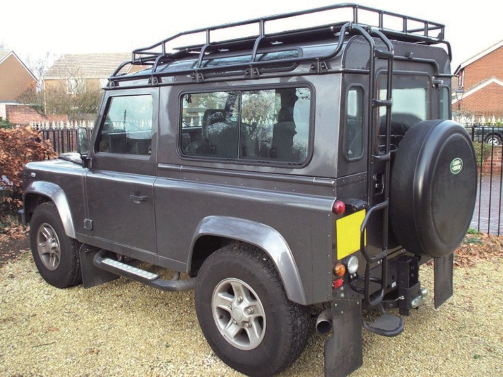 Land Rover Defender 90 Safety Devices G4 Expedition roof rack RBL214 with ladder RRL204.jpg
